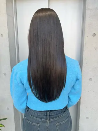 セミロング カラー パーマ ヘアアレンジ 透明感/オリーブ/ グレージュ/YUKAのヘアスタイル