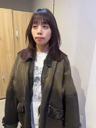 ミディアム カラー レイヤーカット🍏 オリーブ/ののかのヘアスタイル