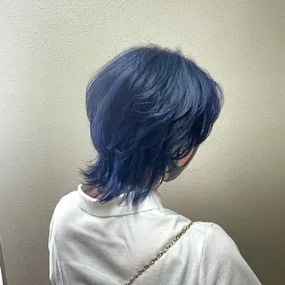 ミディアム カラー パーマ ヘアアレンジ メンズ キッズ ネイル マツエク・マツパ 切りっぱなしヘアボブ ミディアムヘアRYOのヘアスタイル