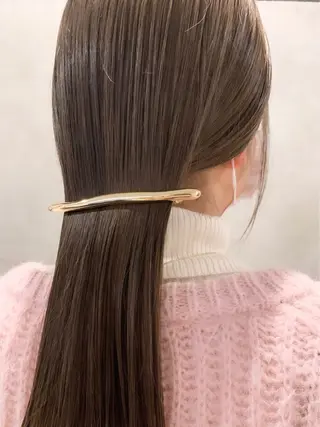 セミロング カラー 落合希 Olivebeigeのヘアスタイル