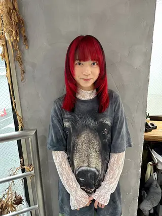 セミロング カラー ウルフ レイヤー パーマ🪐MANAのヘアスタイル