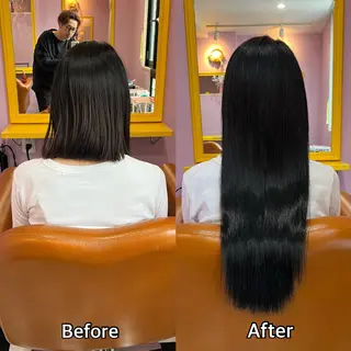ロング シール＋ちび編み込み エクステ梅田🐨のヘアスタイル