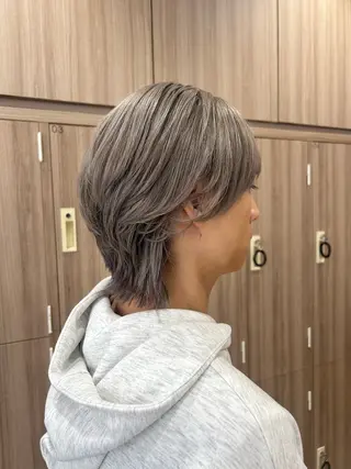 ミディアム カラー メンズ メンズハイライト × perm Runoのヘアスタイル