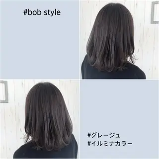 ミディアム カラー ボブ/透明感カラー 🤍永田真穂のヘアスタイル