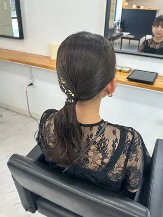 セミロング ヘアアレンジ ヘアセット🎀透明感 カラーHiROEのヘアスタイル