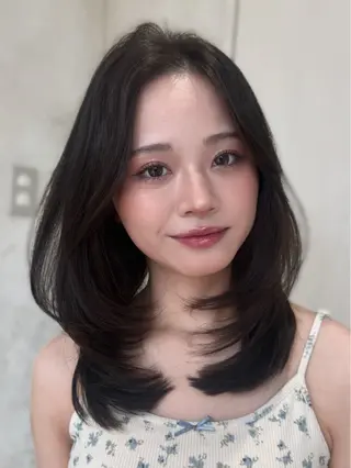 セミロング 韓国くびれヘア 顔まわり新宿/さやかのヘアスタイル