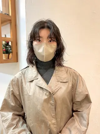 ミディアム パーマ ショート& パーマ　坂本のヘアスタイル