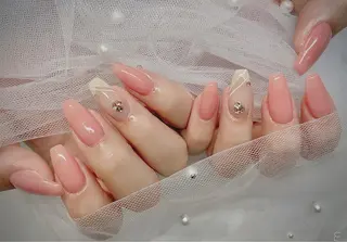 ネイル I-nailロング /ワンホン/キラキラのネイルデザイン