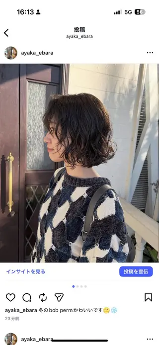 ショート カラー パーマ 江原 彩華のヘアスタイル