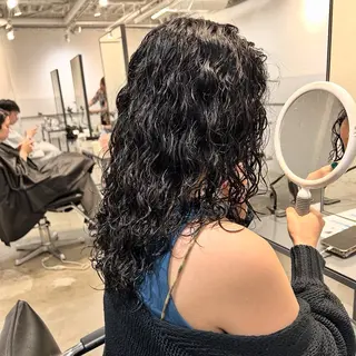 ロング パーマ 切りっぱなしBOB 職人💜Anzuのヘアスタイル