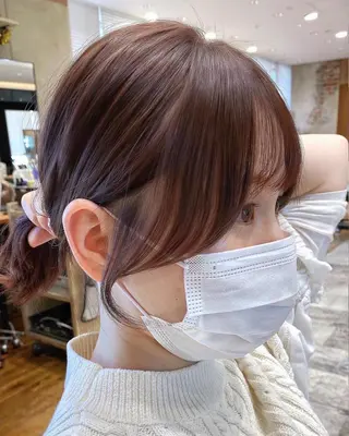 ミディアム カラー 顔まわりカット🌟 くびれヘア/寺門遥輝のヘアスタイル