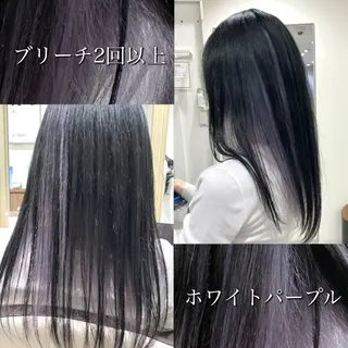 ロング カラー 雅/ダブルカラー/ 白髪ぼかしハイライトのヘアスタイル