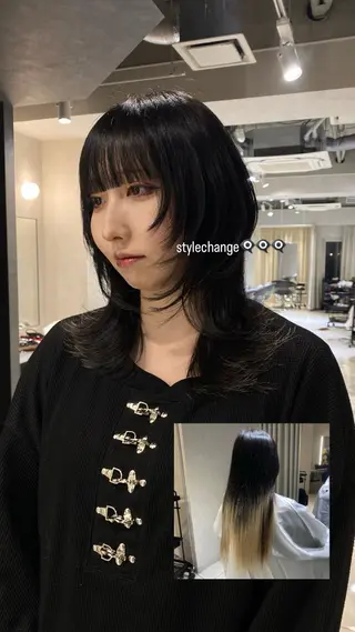 セミロング ハイトーン／ フウカ‎🤍のヘアスタイル