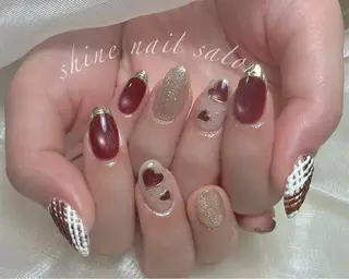 ネイル shineジェル& チップ長さだしのネイルデザイン