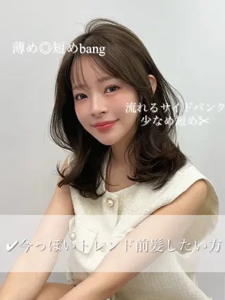 セミロング ブリーチなしヘーゼル 🤎透明感カラー 唯のヘアスタイル