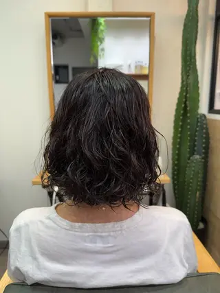 ミディアム パーマ 縮毛矯正/エクステ /艶カラー/ヘアメのヘアスタイル