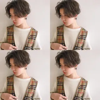 ショート カラー パーマ ヘアアレンジ 松田 亮葉のヘアスタイル