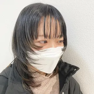 ミディアム カラー スキバサミを使わない カット🌼唯🌼のヘアスタイル