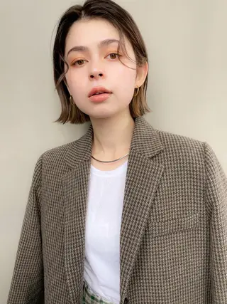 ミディアム カラー パーマ 💖美髪矯正💖 辻未侑のヘアスタイル