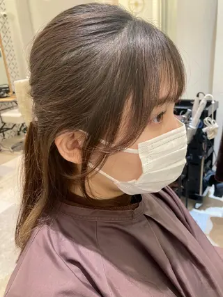 セミロング 横浜似合わせ顔まわり カット／長谷川のヘアスタイル