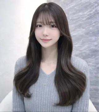 セミロング カラー ヘアアレンジ 🖤kana/艶髪/ 韓国風暗髪カラー🖤のヘアスタイル