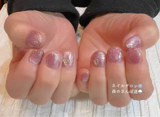 ネイル ショートネイル 森のさんぽ道のネイルデザイン