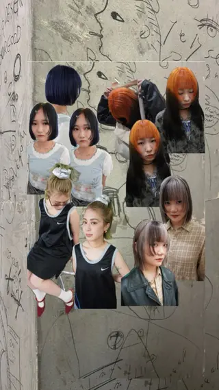 ミディアム カラー パーマ ヘアアレンジ 髪と音処　マトぺ所属・デザインカラー/ボブ ブリーチカラー/ユリのヘアスタイル