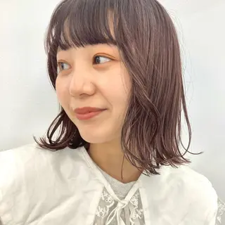 ミディアム カラー 暖色/艶髪/ボブ/ ショート/Ayaのヘアスタイル