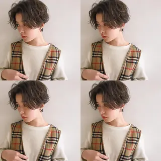 ショート カラー パーマ ヘアアレンジ 松田 亮葉のヘアスタイル