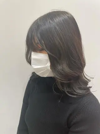 セミロング カラー 韓国風ハッシュカット 似合わせレイヤー池袋のヘアスタイル