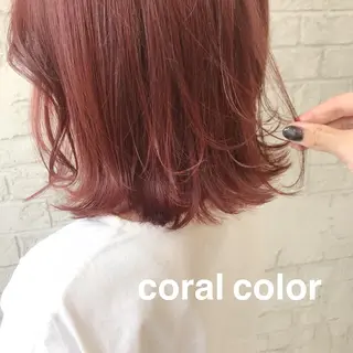 ミディアム カラー オリーブ/アッシュ やわらか透明感カラーのヘアスタイル