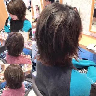ショート ミディアム カラー パーマ レイヤーカット匠 イソザキノリユキのヘアスタイル