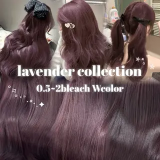 セミロング カラー ヘアアレンジ 🤍淡色ピンク&ラベ ンダーYUKI🤍のヘアスタイル