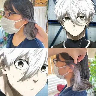 ミディアム カラー インナーカラー 推し ブリーチ  髪質改善のヘアスタイル