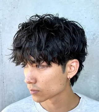 ミディアム パーマ メンズ かずき 💈毛流れ💈のヘアスタイル