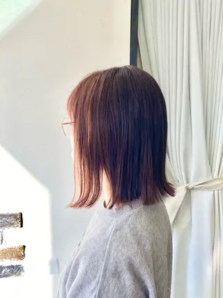 ミディアム カラー ショート 縮毛矯正 レイヤー🌿FUKUのヘアスタイル