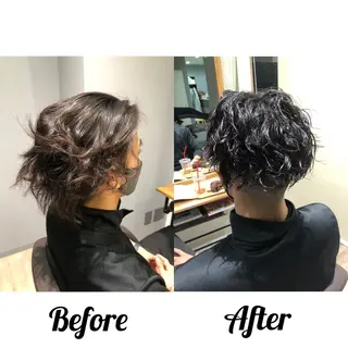 ショート カラー パーマ メンズ 関西センターパート メンズモデル募集のヘアスタイル