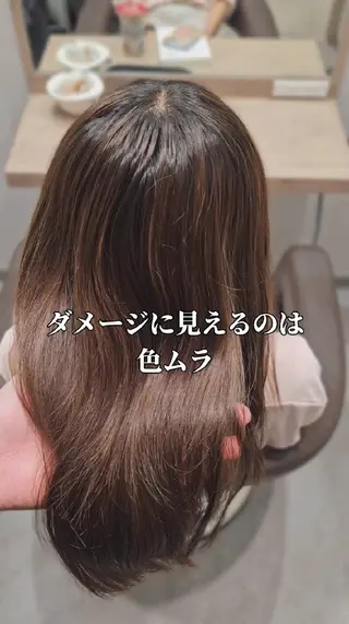 セミロング カラー 縮毛矯正をしている人 のためのカラーのヘアスタイル