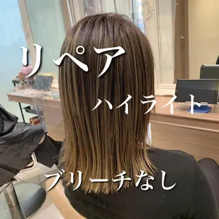 ミディアム カラー ヘアアレンジ 白髪ぼかしハイライト 茗荷谷駅徒歩2分のヘアスタイル