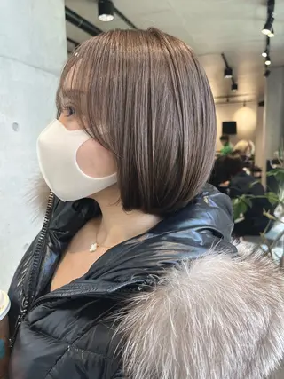 セミロング カラー パーマ ヘアアレンジ 透明感/オリーブ/ グレージュ/YUKAのヘアスタイル