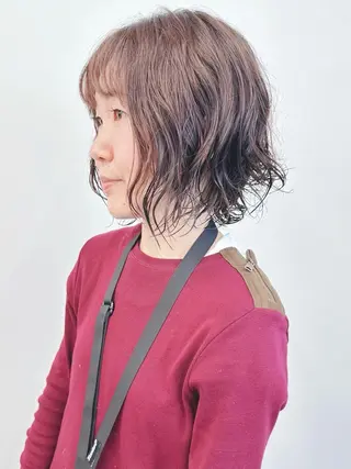 ショート カラー ボブ/ゆるふわ ボブパーマ/とういのヘアスタイル