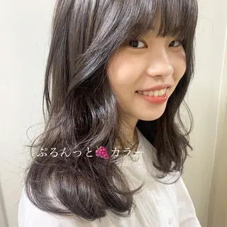 ミディアム カラー ayaka 縮毛矯正レイヤーのヘアスタイル