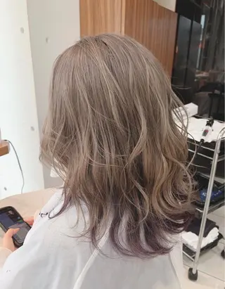 セミロング カラー 脱白髪染め美容師 竹内涼乃のヘアスタイル