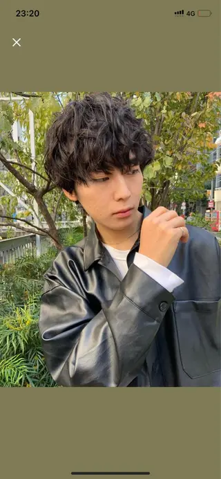 ミディアム カラー パーマ ヘアアレンジ メンズ 新宿メンズパーマ ヨモギダのヘアスタイル