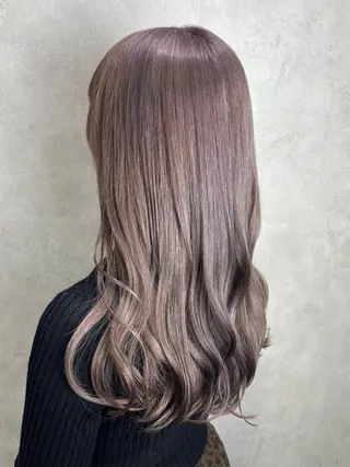 ロング カラー Rin♡透明感ピンク 🎀白肌ラベンダーのヘアスタイル