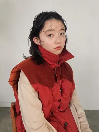 ミディアム ヘアアレンジ 藤原 怜央のヘアスタイル
