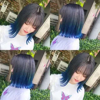 ミディアム カラー ヘアアレンジ TAKUMAブリーチ /切りっぱなし🪽のヘアスタイル