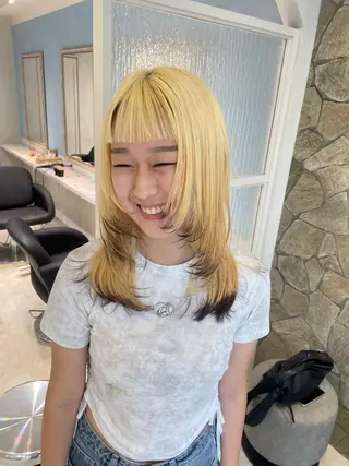 ミディアム カラー デザインカラー/ ヘアアレンジ/りりかのヘアスタイル