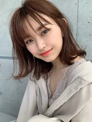 ミディアム カラー ブリーチなし暖色 💗AKARI💗のヘアスタイル
