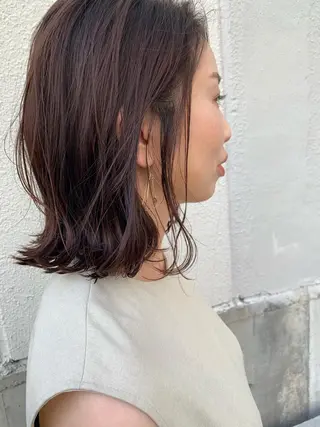 ミディアム カラー パーマ 落合 優樹のヘアスタイル
